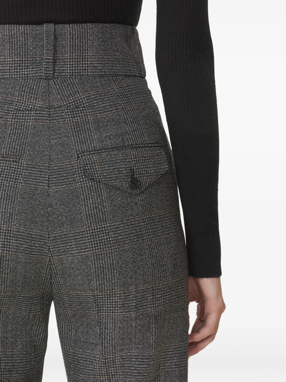 Lanvin High-waisted Checked Trousers In Gray