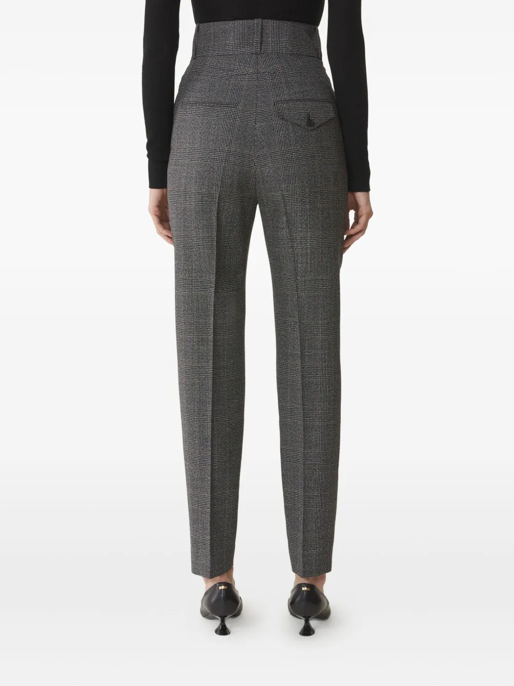 Lanvin High-waisted Checked Trousers In Gray