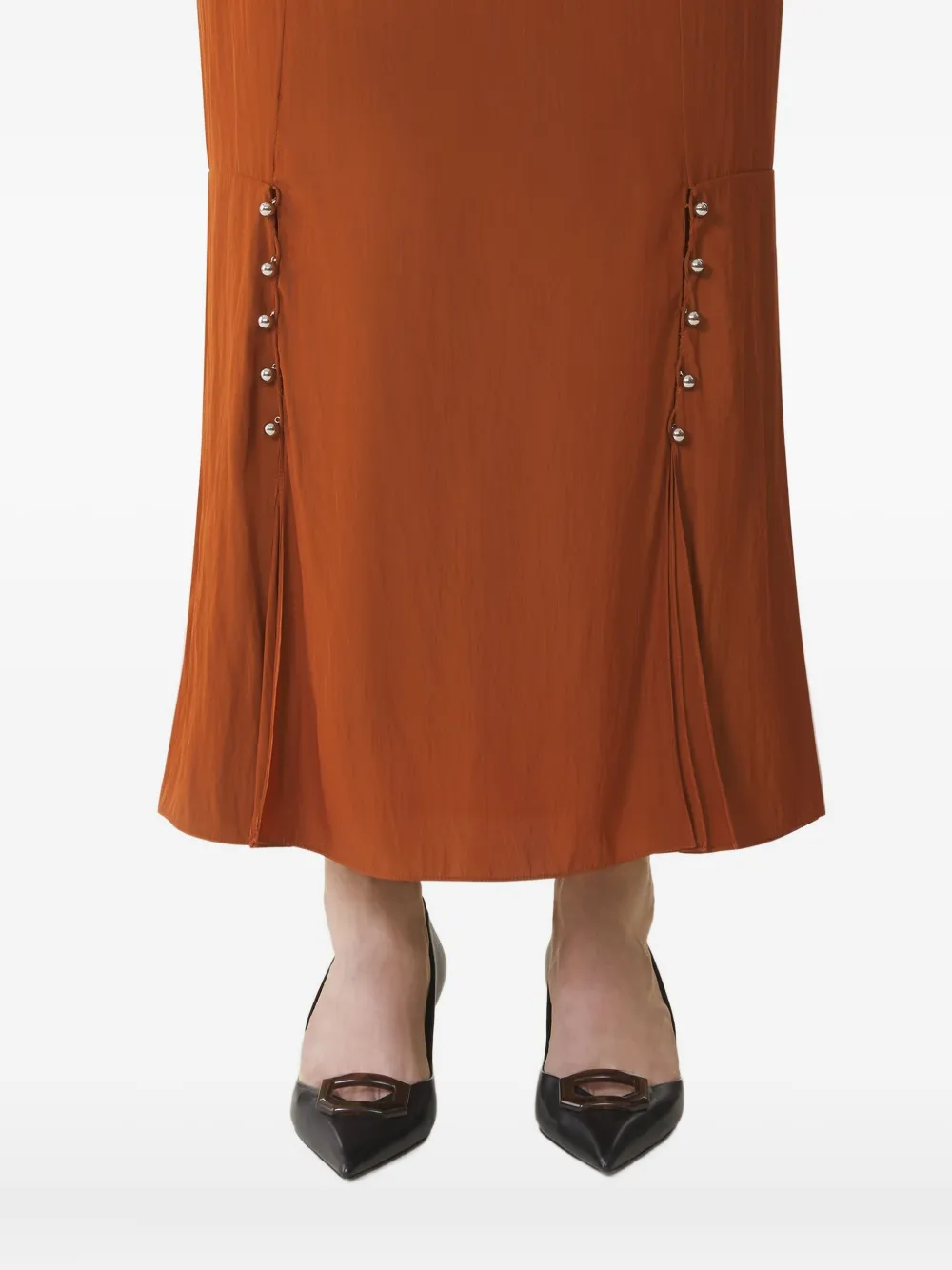 Lanvin Plooirok met knoopdetail Oranje
