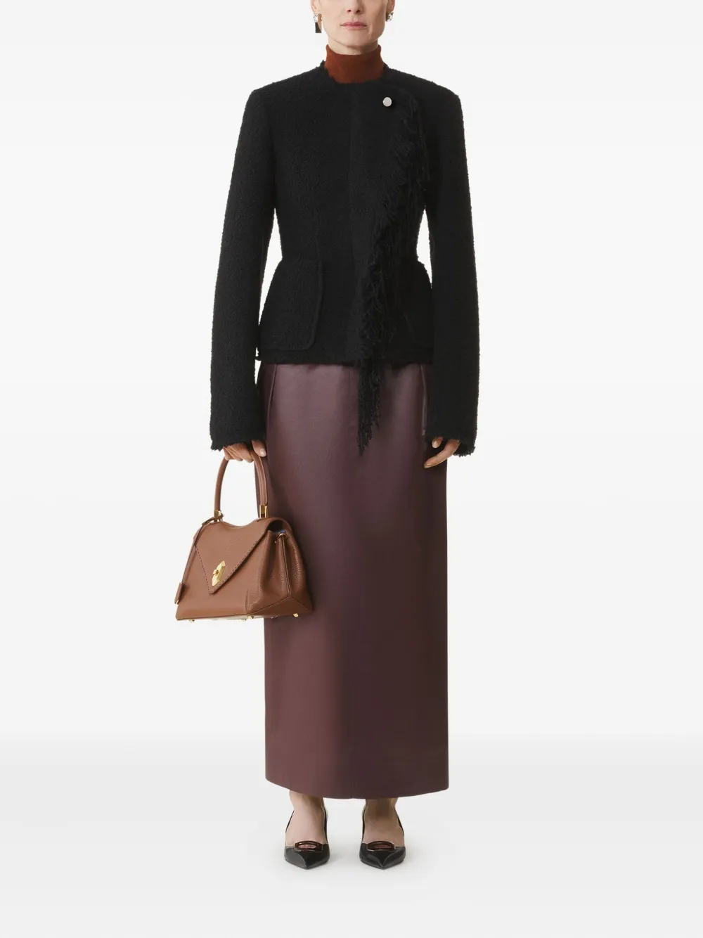 Lanvin Asymmetrical Fringe-detail Jacket In Black