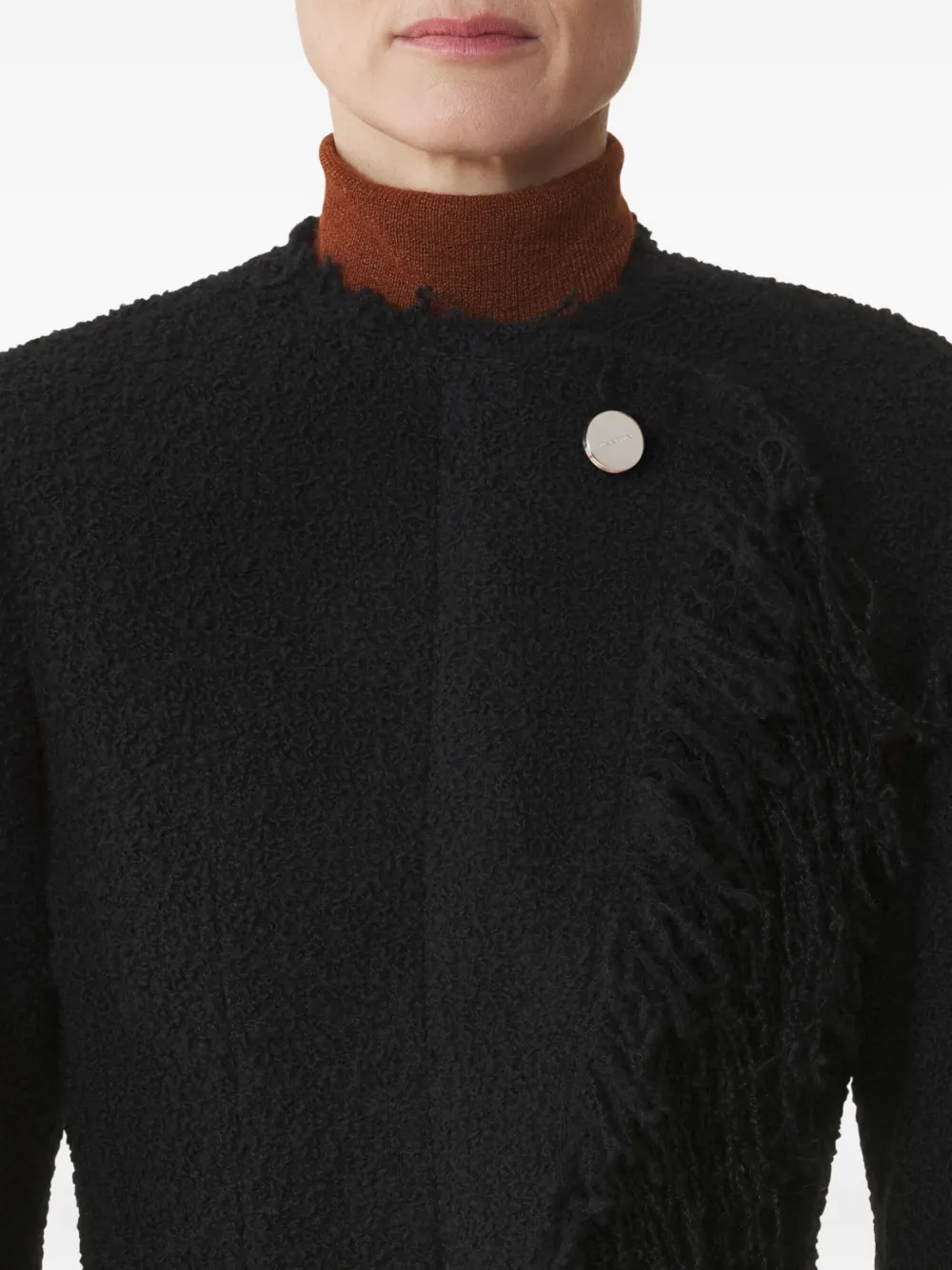 Lanvin Asymmetrical Fringe-detail Jacket In Black