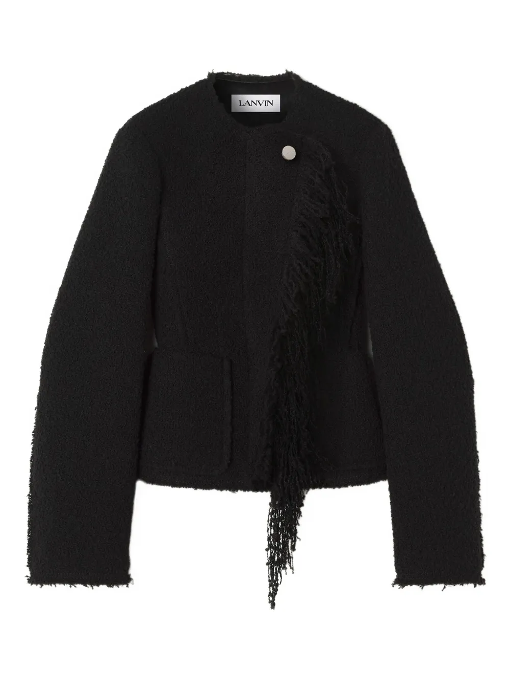 Lanvin Asymmetrical Fringe-detail Jacket In Black