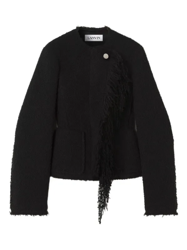 Lanvin Asymmetrical Fringe-detail Jacket in Black