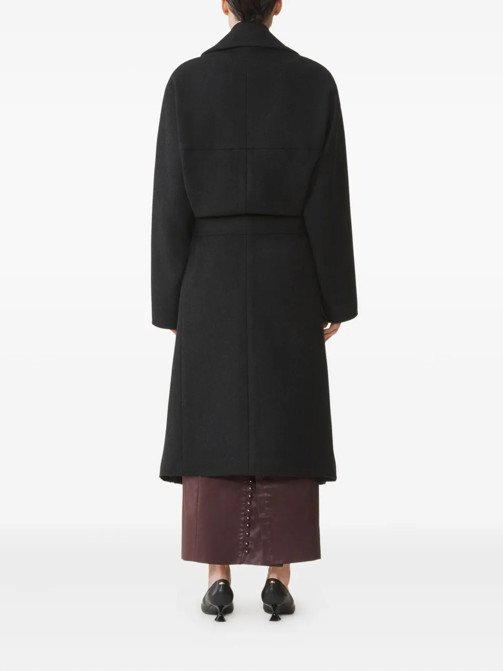 Lanvin Belted Wool Coat In Black