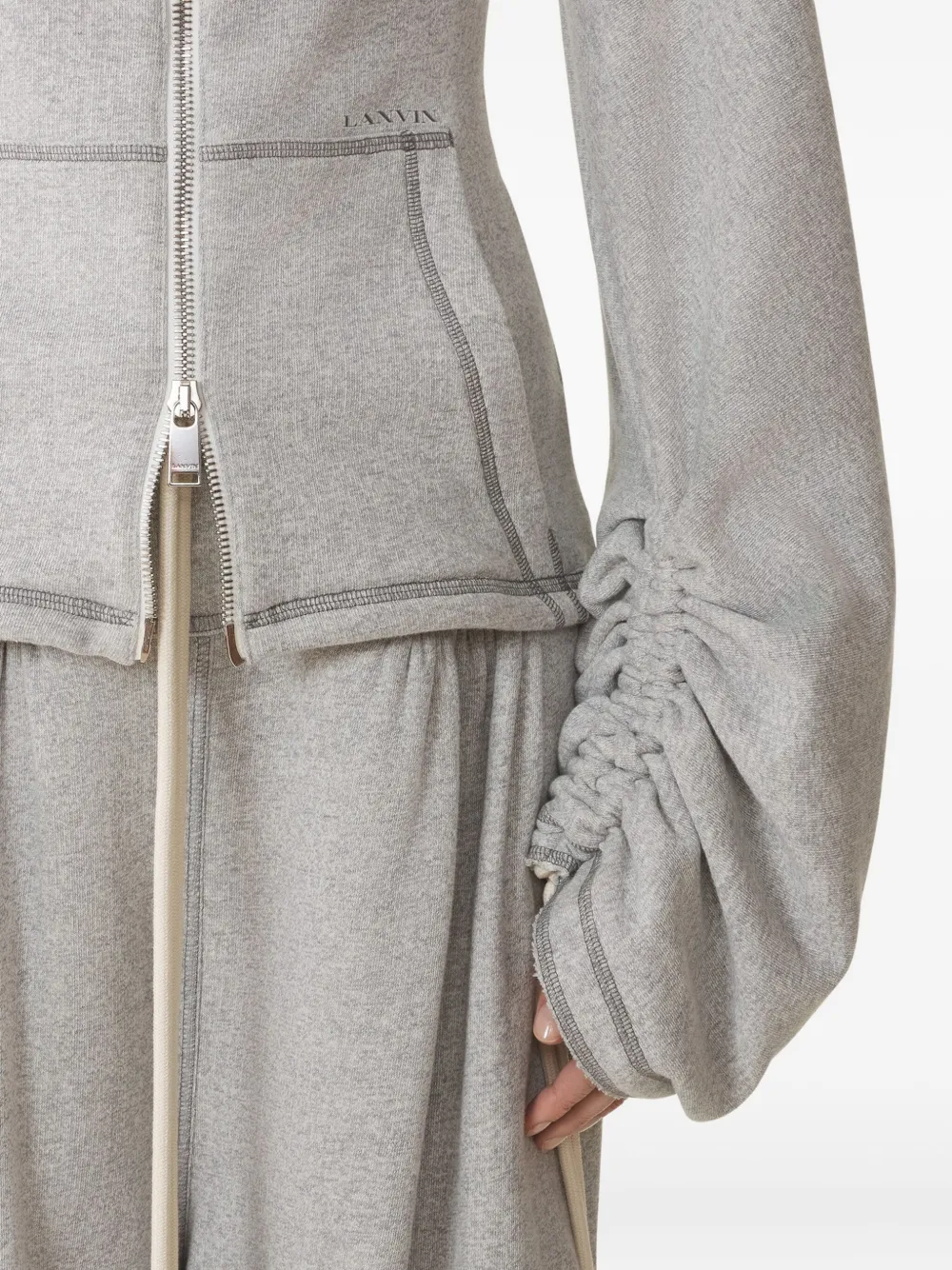 Lanvin Katoenen jack met gesmockte cuffs Grijs