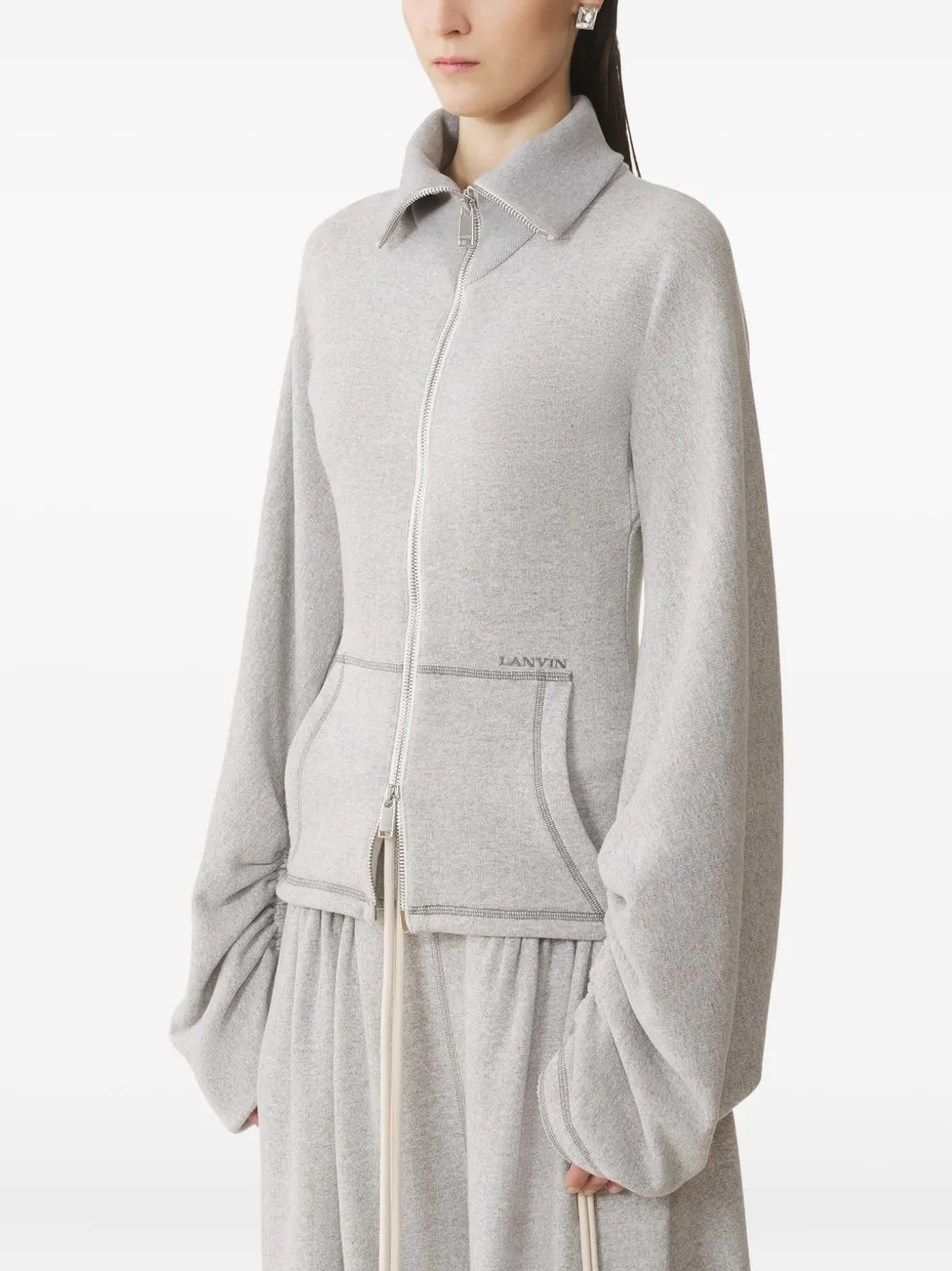 Lanvin Katoenen jack met gesmockte cuffs Grijs