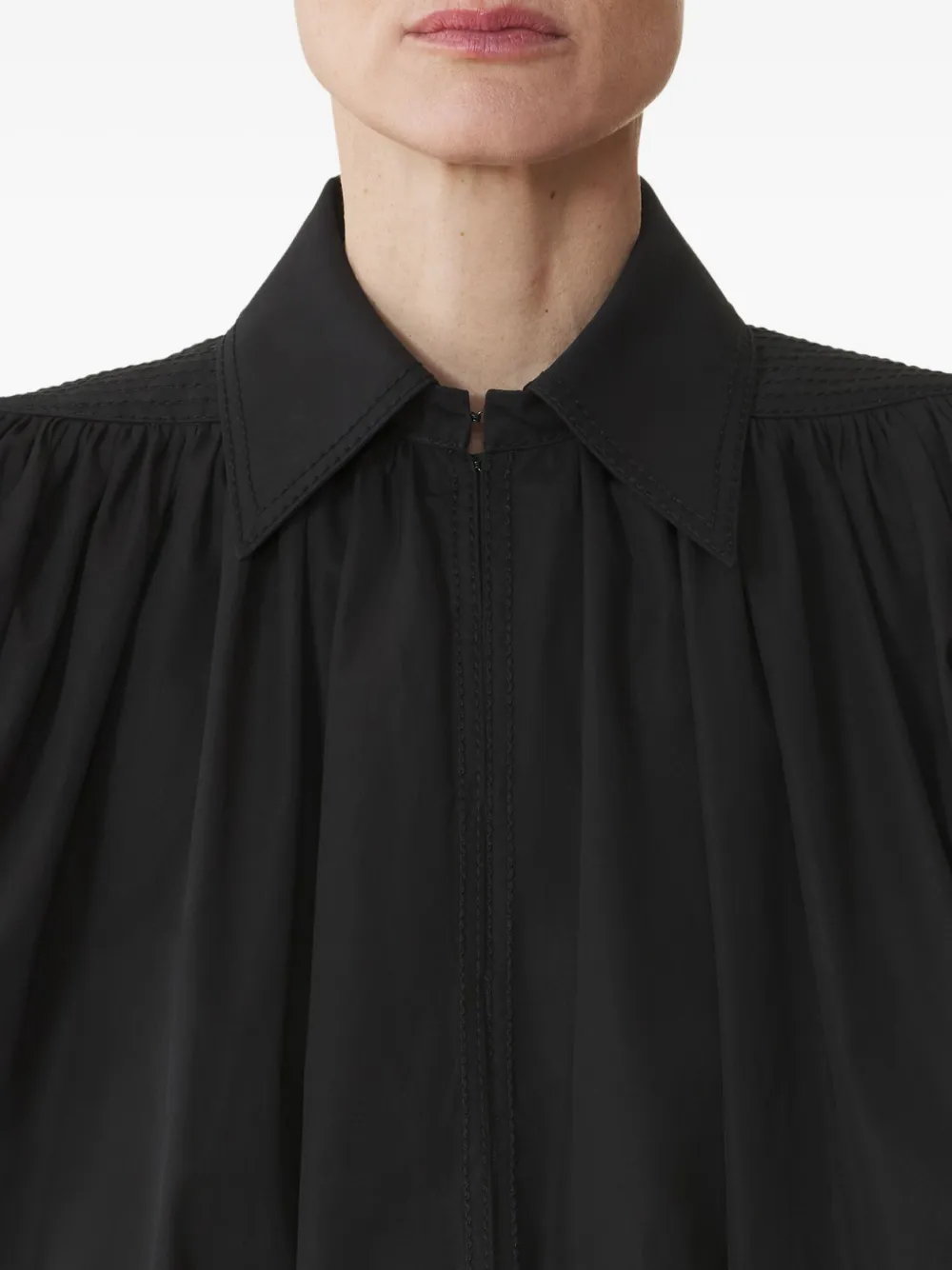 Lanvin Top met pofmouwen en rits Zwart