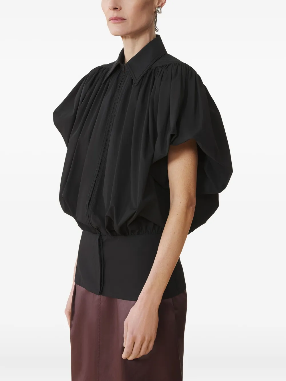 Lanvin Top met pofmouwen en rits Zwart