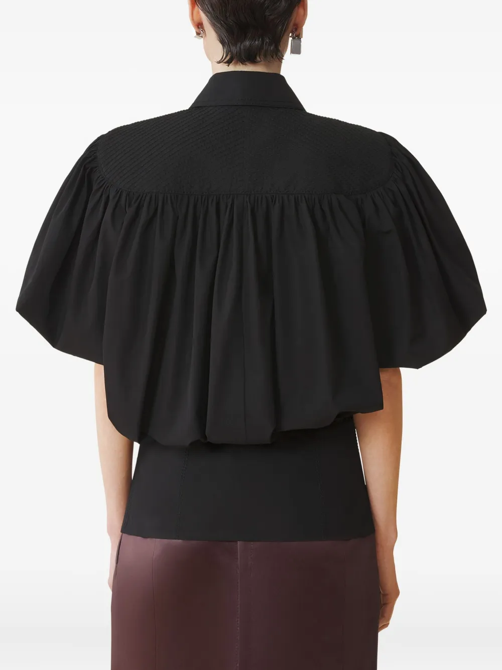 Lanvin Top met pofmouwen en rits Zwart