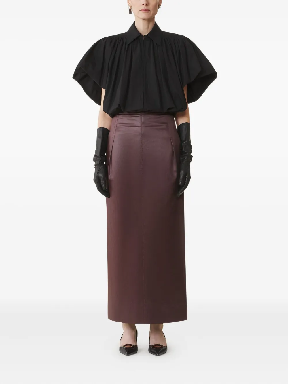 Lanvin Top met pofmouwen en rits - Zwart