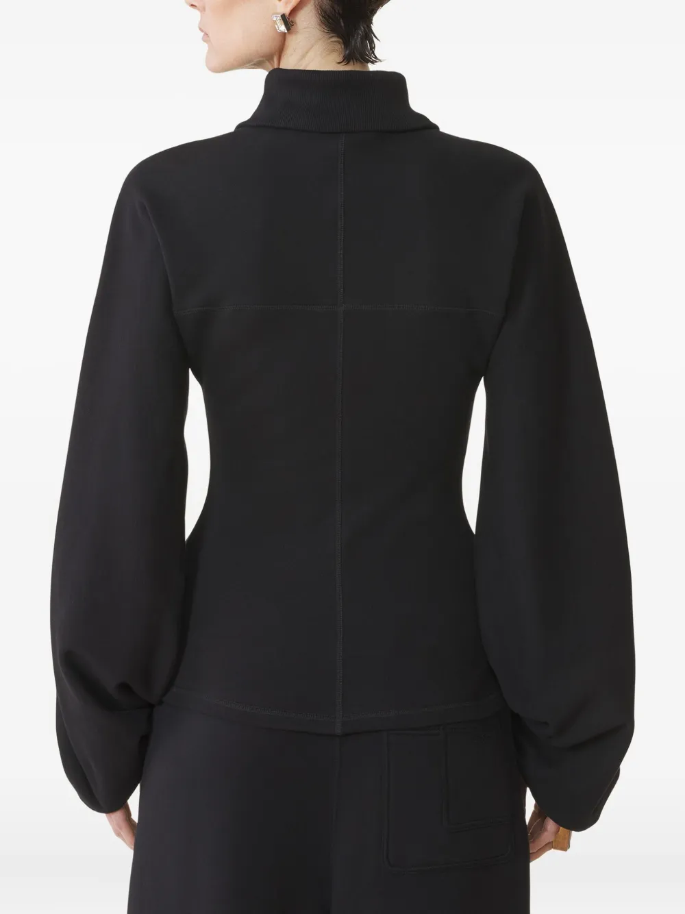 Lanvin Drawstring-cuff Zip-front Jacket In Black