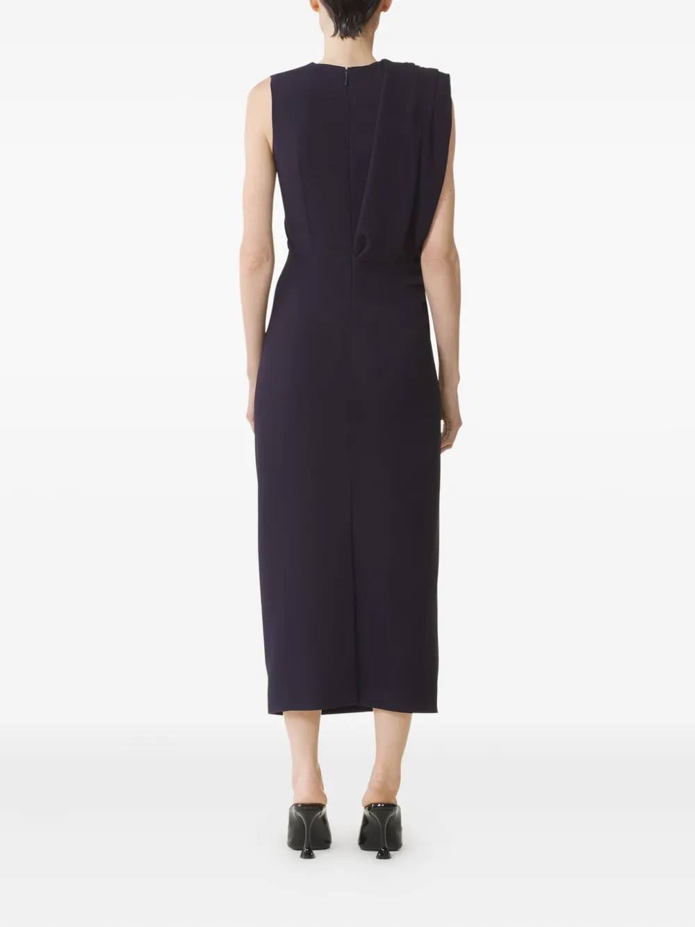 Lanvin Draped Midi Dress In Black