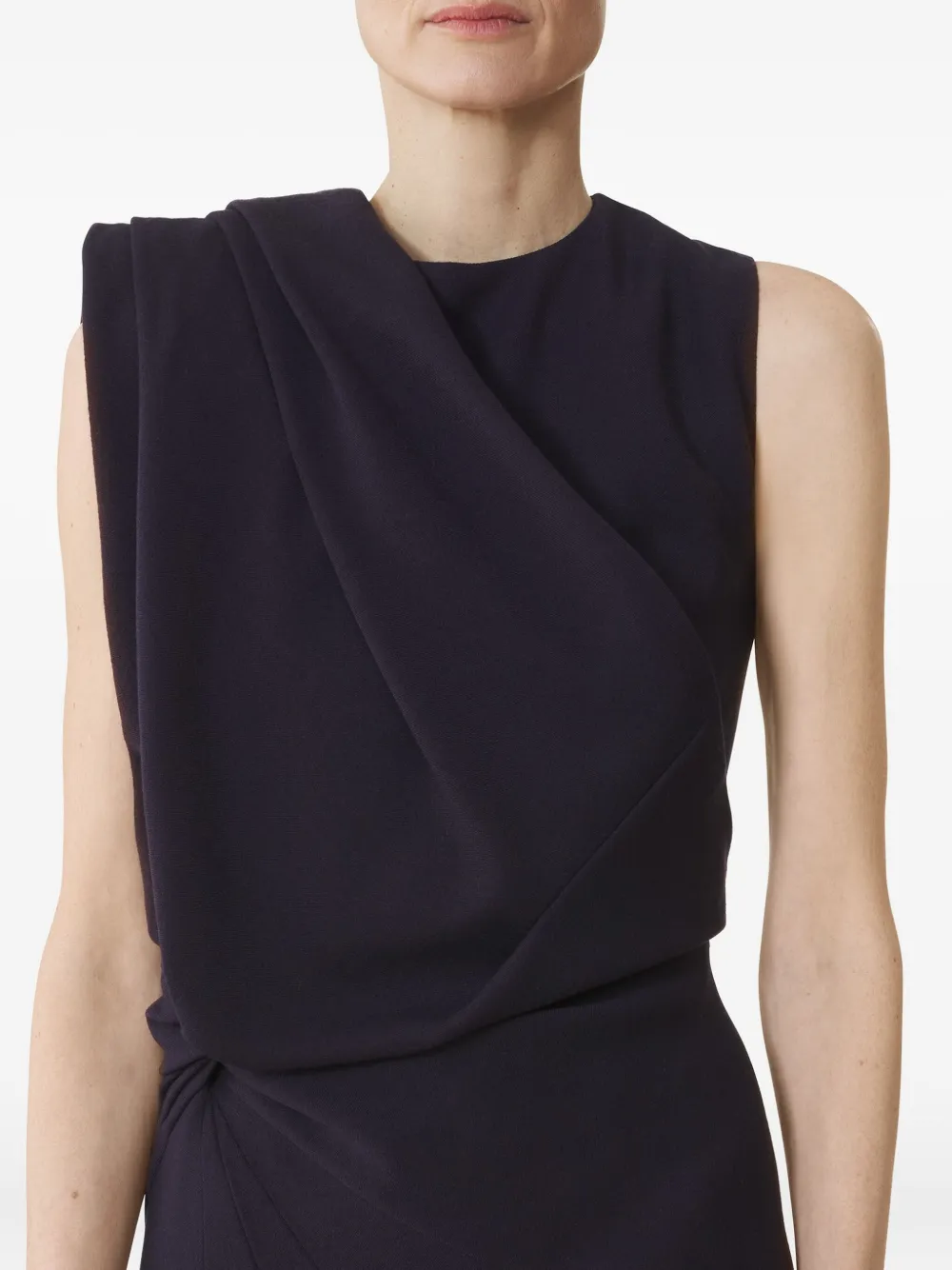 Lanvin Draped Midi Dress In Black