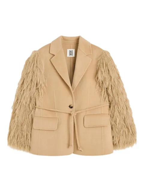 By Malene Birger fluffy-sleeved wool faux-fur jacket  