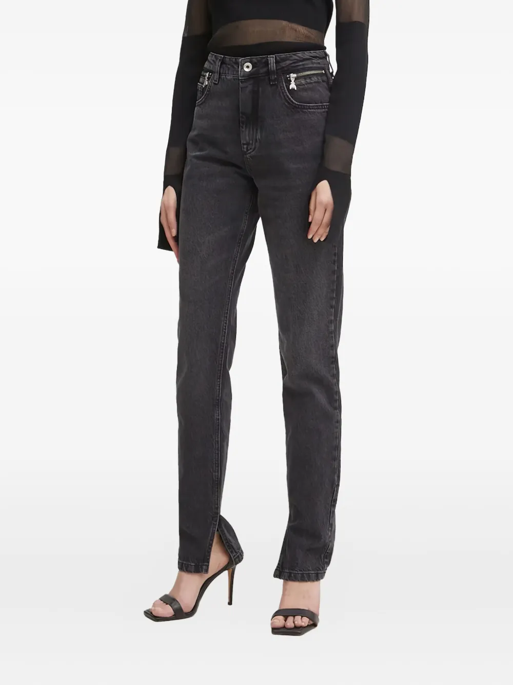 Patrizia Pepe split-hem jeans Zwart