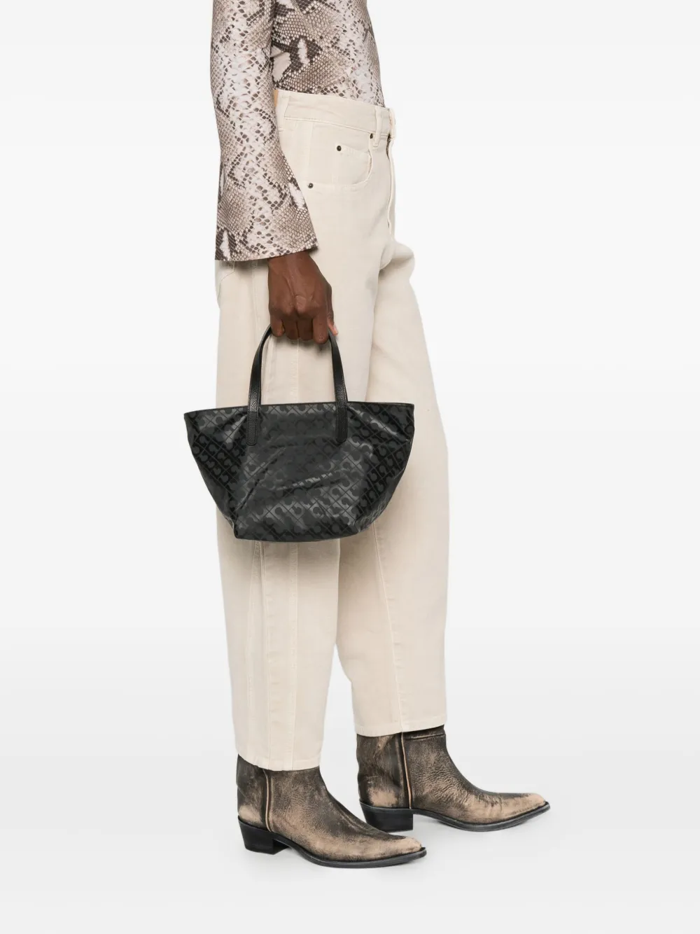 Gherardini Monogram-pattern Tote Bag In Gray