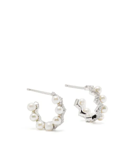 APM Monaco double paved hoop earrings