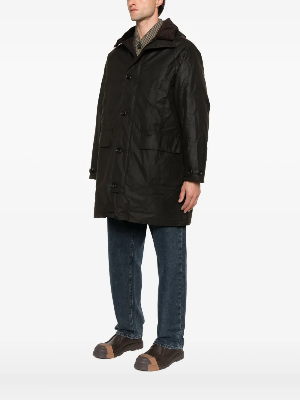 Barbour corduroy-collar coat Bruin
