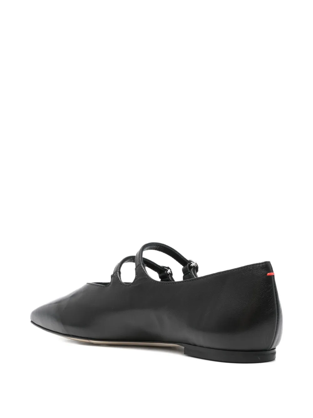 Aeyde Franny double-buckle pointed ballet flats Black