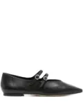 Aeyde Franny double-buckle pointed ballet flats - Black