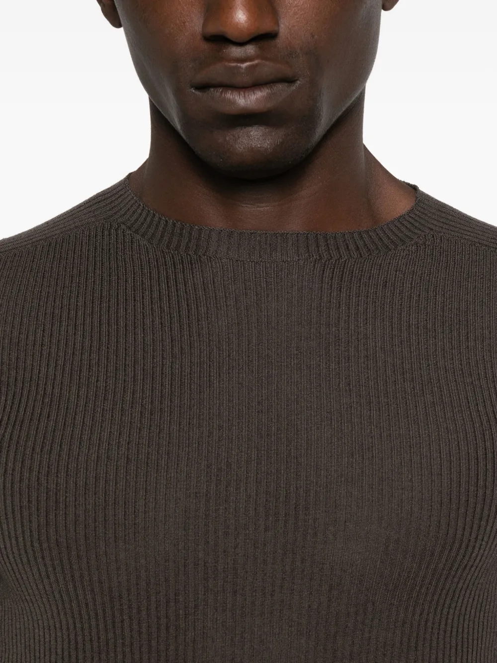 Rick Owens Geribbeld T-shirt Bruin