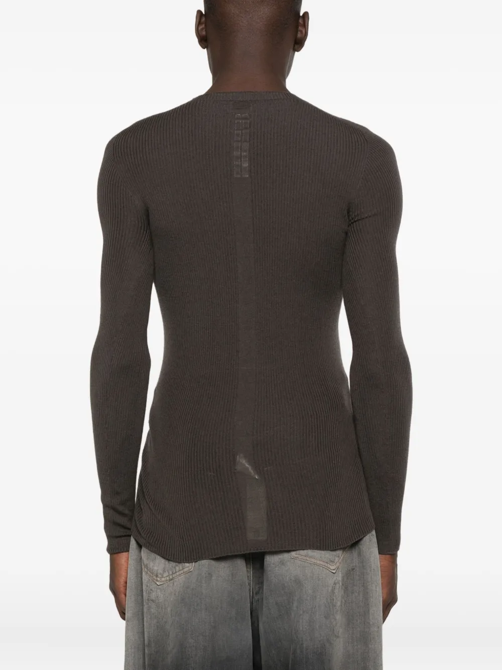 Rick Owens Geribbeld T-shirt Bruin