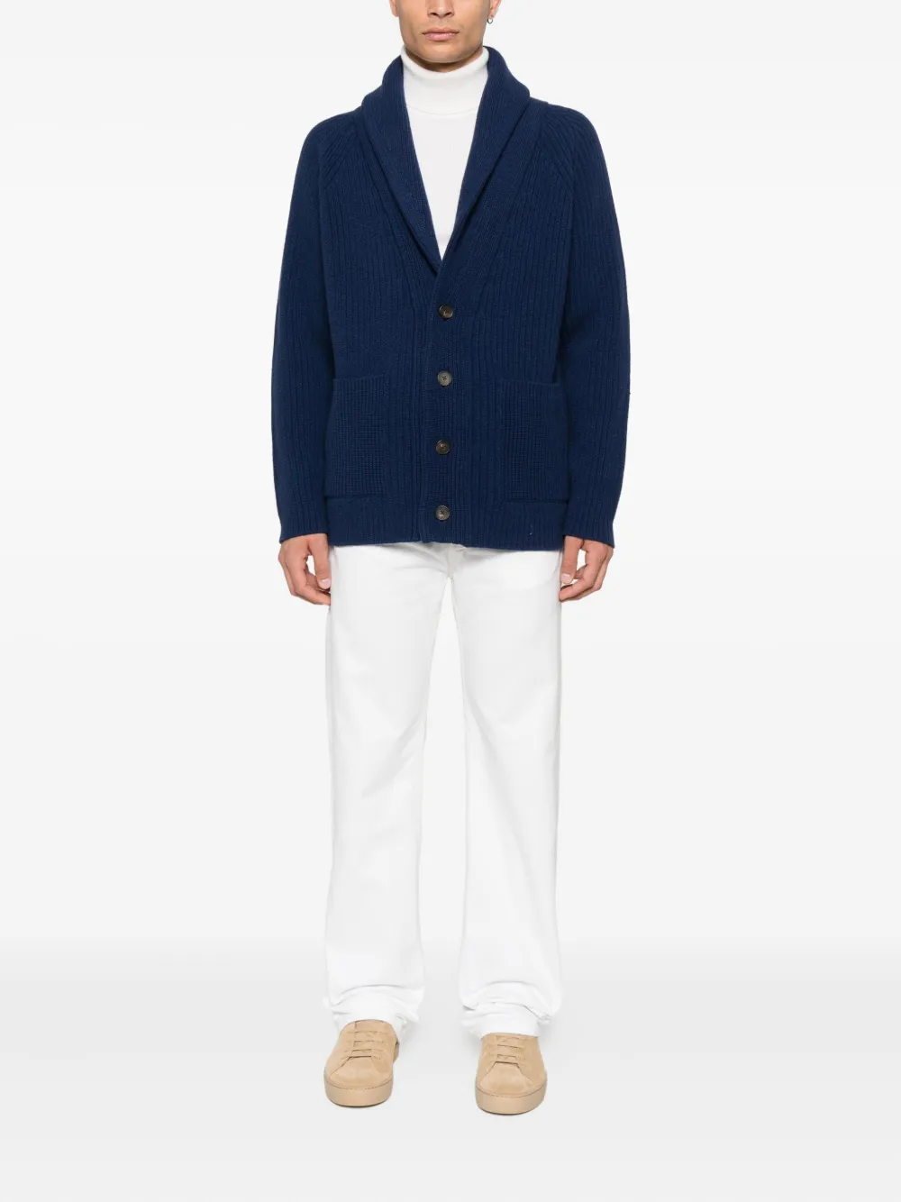 Kiton Ribgebreid vest Blauw