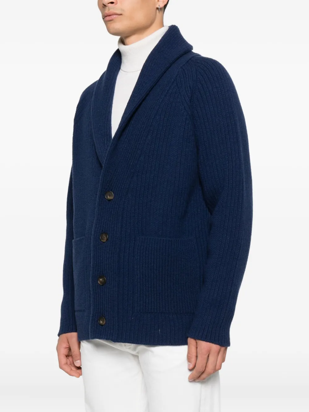 Kiton Ribgebreid vest Blauw