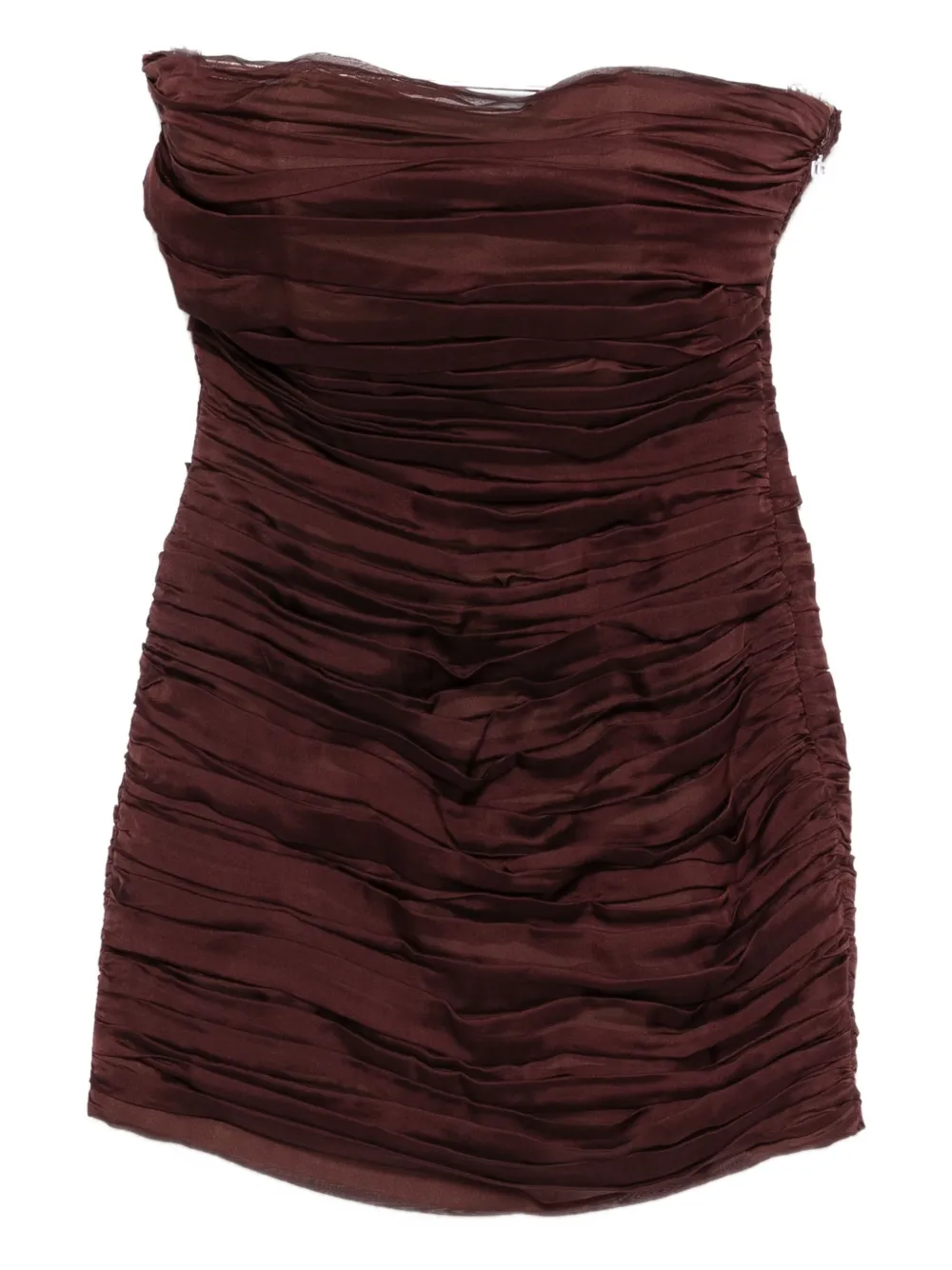 Raquel Diniz Abito corto New Ambra plissettato senza spalline - Rosso