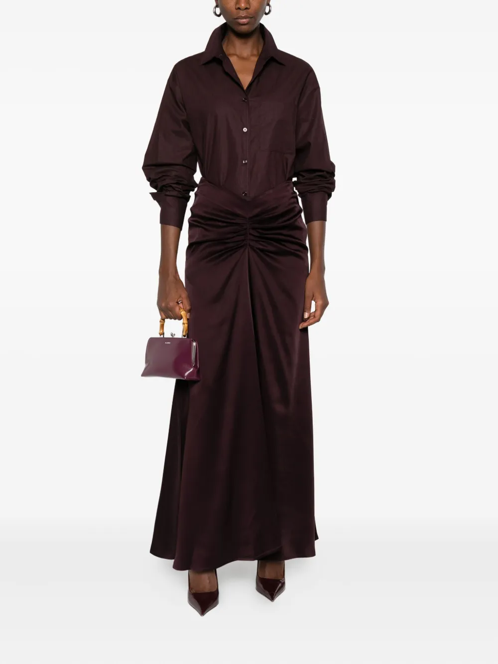 Raquel Diniz Elis gedrapeerde gesmockte maxi-rok - Rood