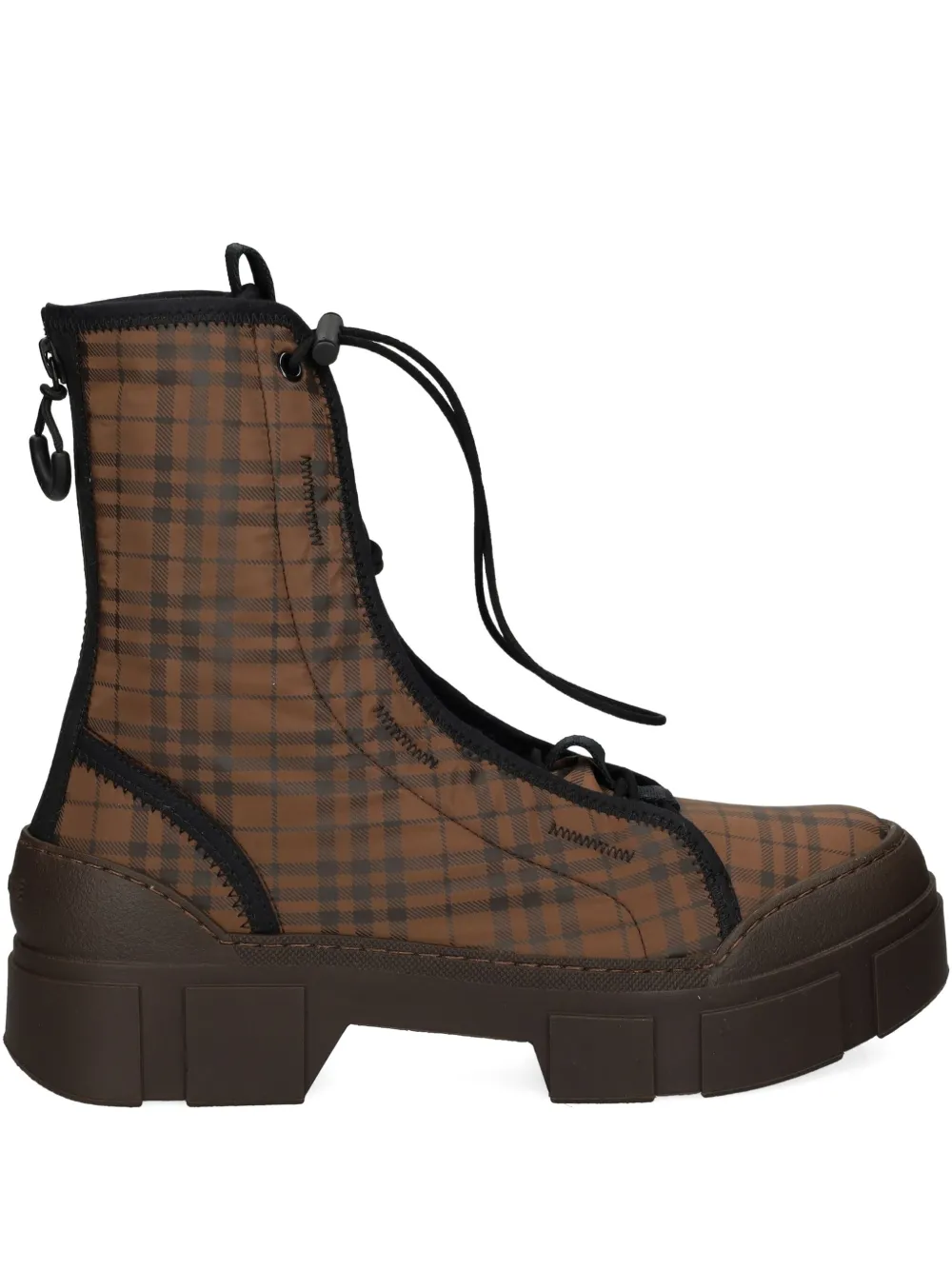 Vic Matie plaid-pattern lace-up boots Brown