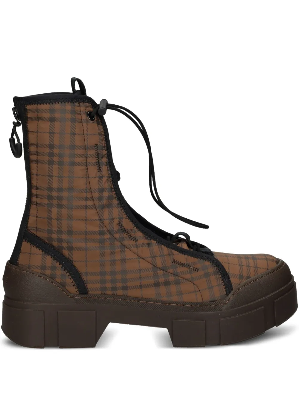 Vic Matie plaid-pattern lace-up boots Brown