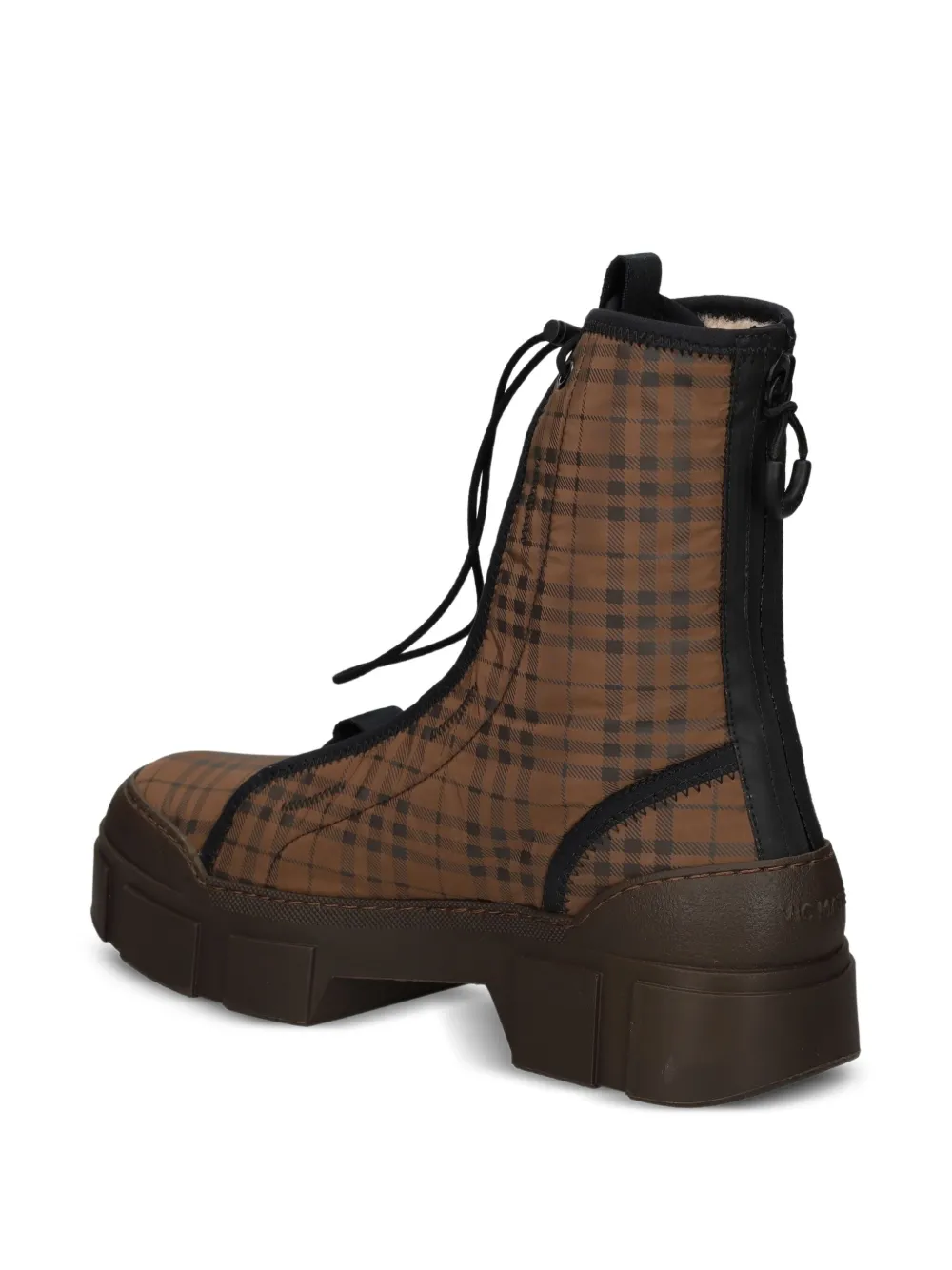 Vic Matie plaid-pattern lace-up boots Brown