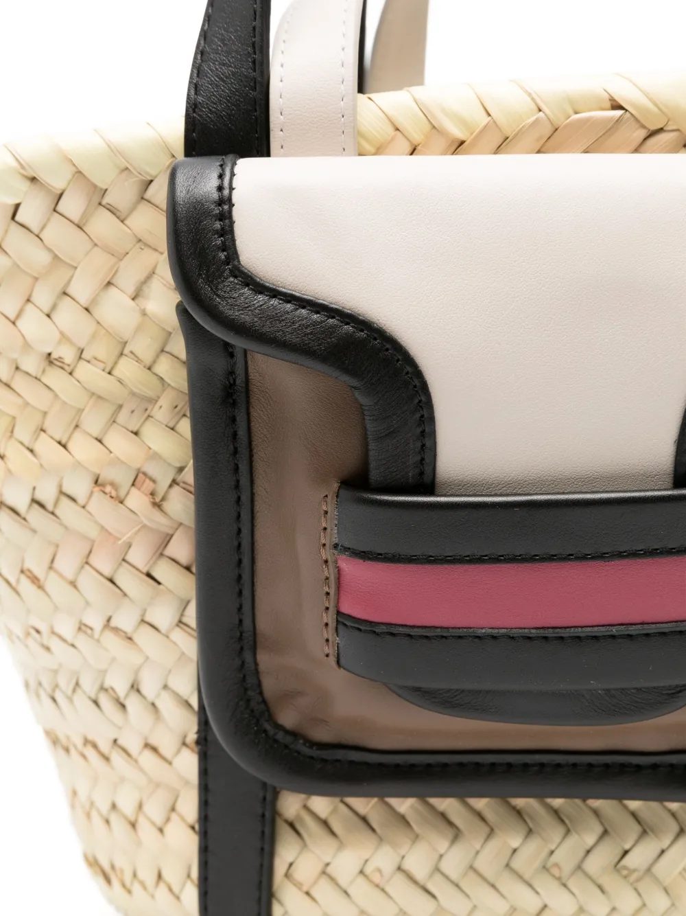 Pierre Hardy Medium raffia shopper met leren zak Beige