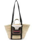 Pierre Hardy medium raffia leather-pocket tote bag - Neutrals