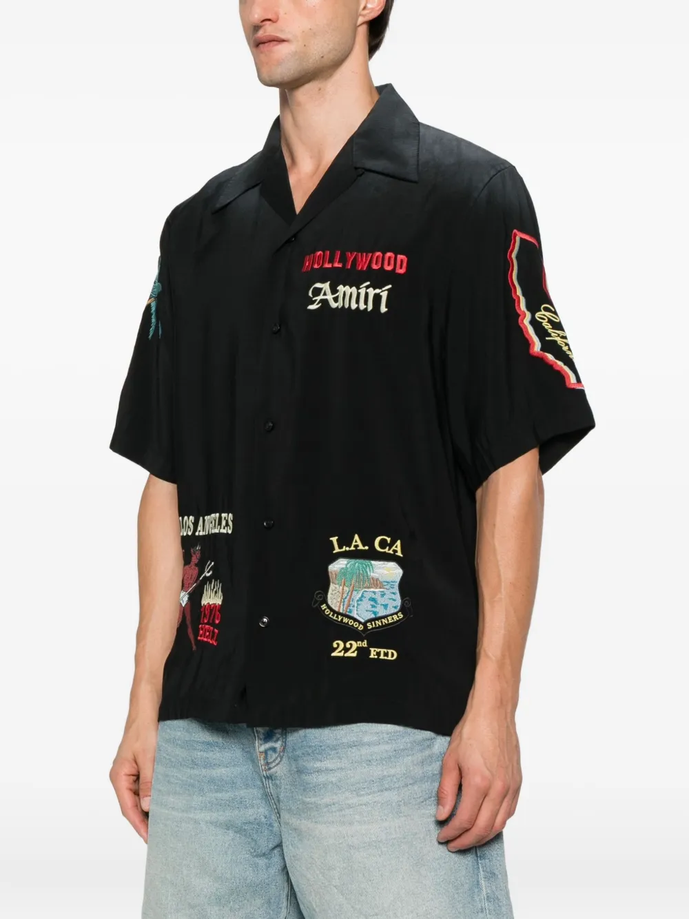 AMIRI embroidered-details short-sleeve shirt Zwart