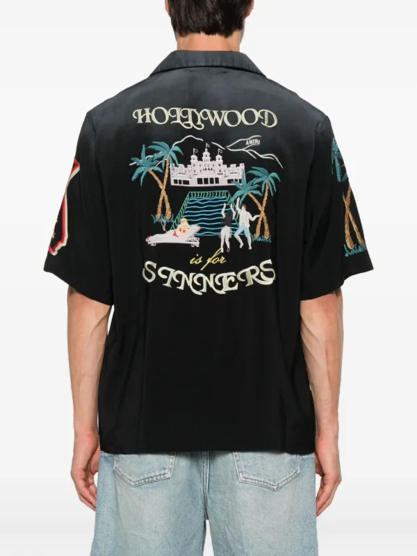 AMIRI Sinners embroidered-details short-sleeve Shirt | Black