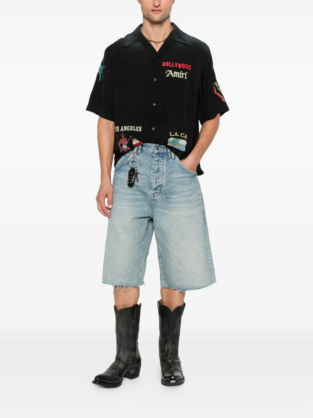 AMIRI embroidered-details short-sleeve shirt Zwart