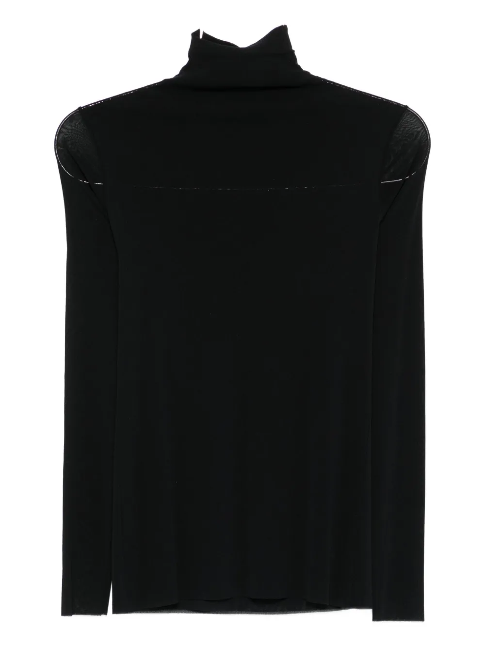 D Exterior Metallic-rose Turtleneck Top In Black