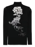 D.Exterior metallic-rose turtleneck top - Black