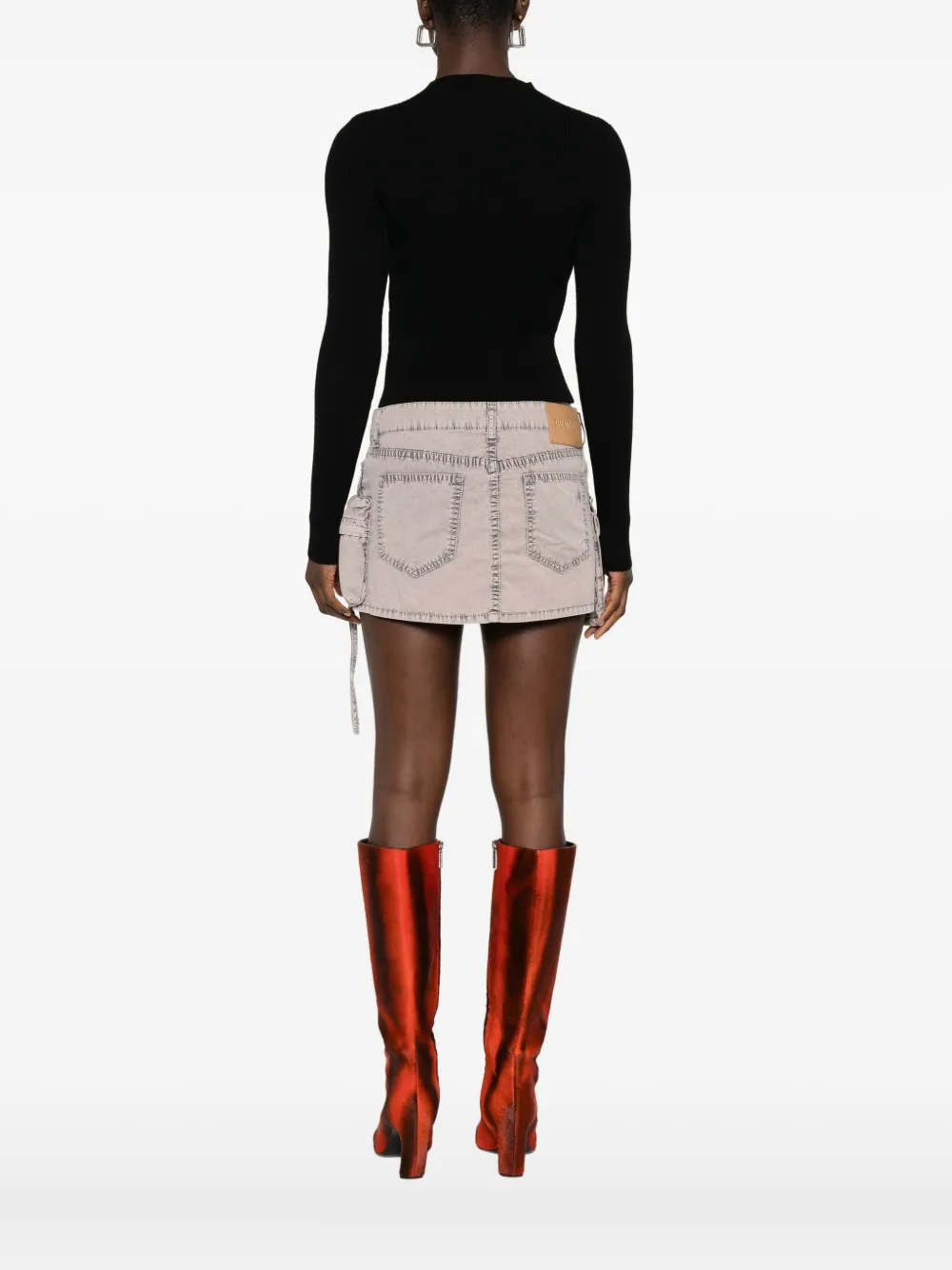 Diesel Geribbelde top met keyhole hals 9XX NERO
