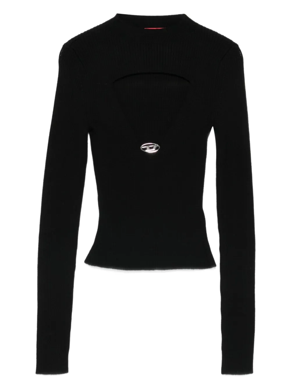 Diesel Geribbelde top met keyhole hals 9XX NERO