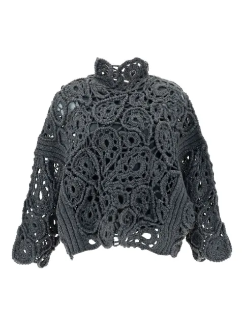Brunello Cucinelli crochet-lace high-neck sweater