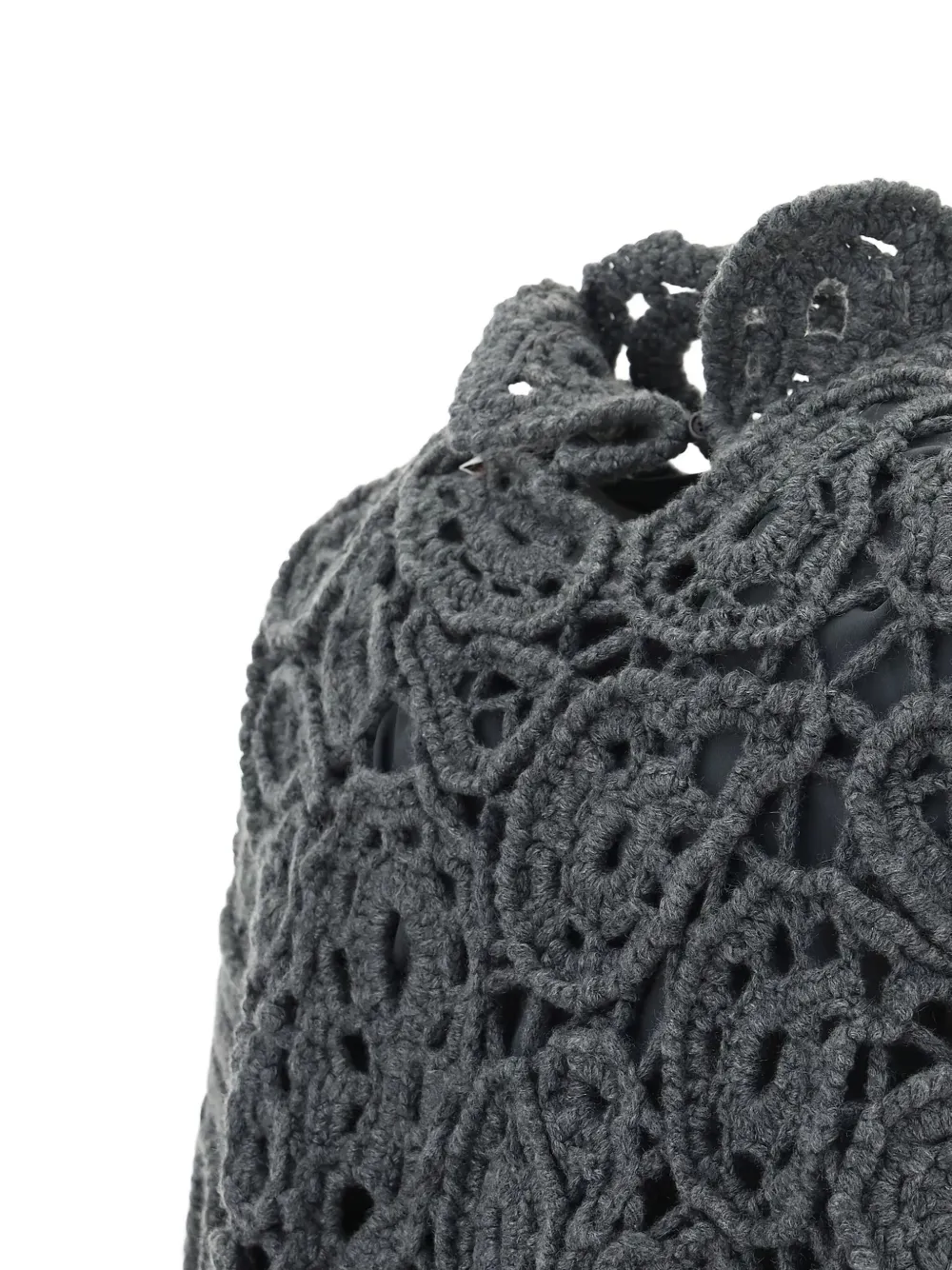 Brunello Cucinelli Crochet-lace High-neck Sweater In Gray