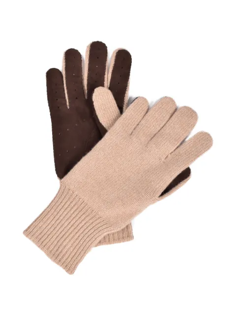 Brunello Cucinelli leather-panel knitted gloves