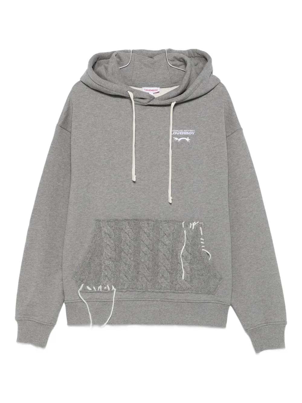 Charles Jeffrey Loverboy Cable-knit Pocket Hoodie In Gray