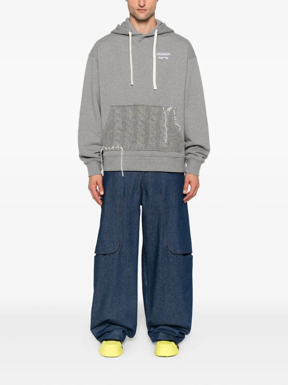 Charles Jeffrey Loverboy Kabelgebreide hoodie met zak Grijs