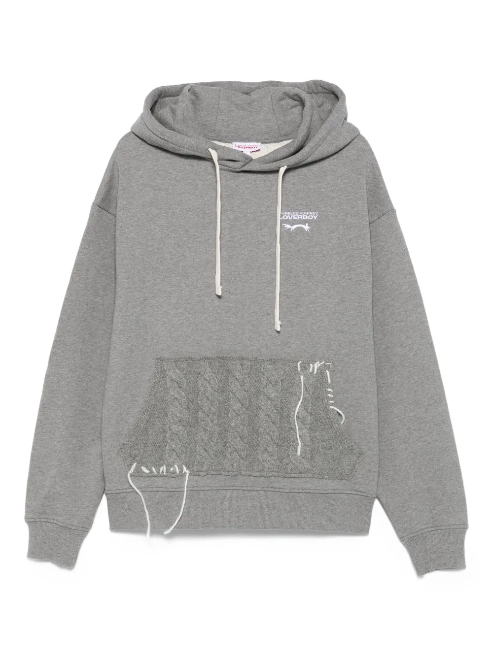 Charles Jeffrey Loverboy Kabelgebreide hoodie met zak Grijs