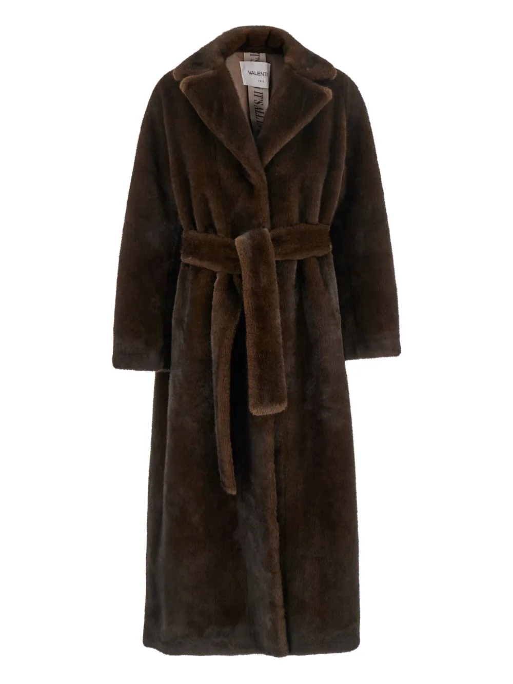 Eco belted faux-fur coat