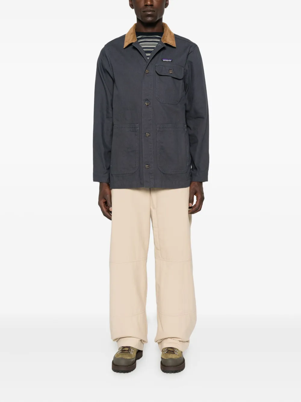 Patagonia Point Reyes corduroy-collar button-fastening jacket Grijs